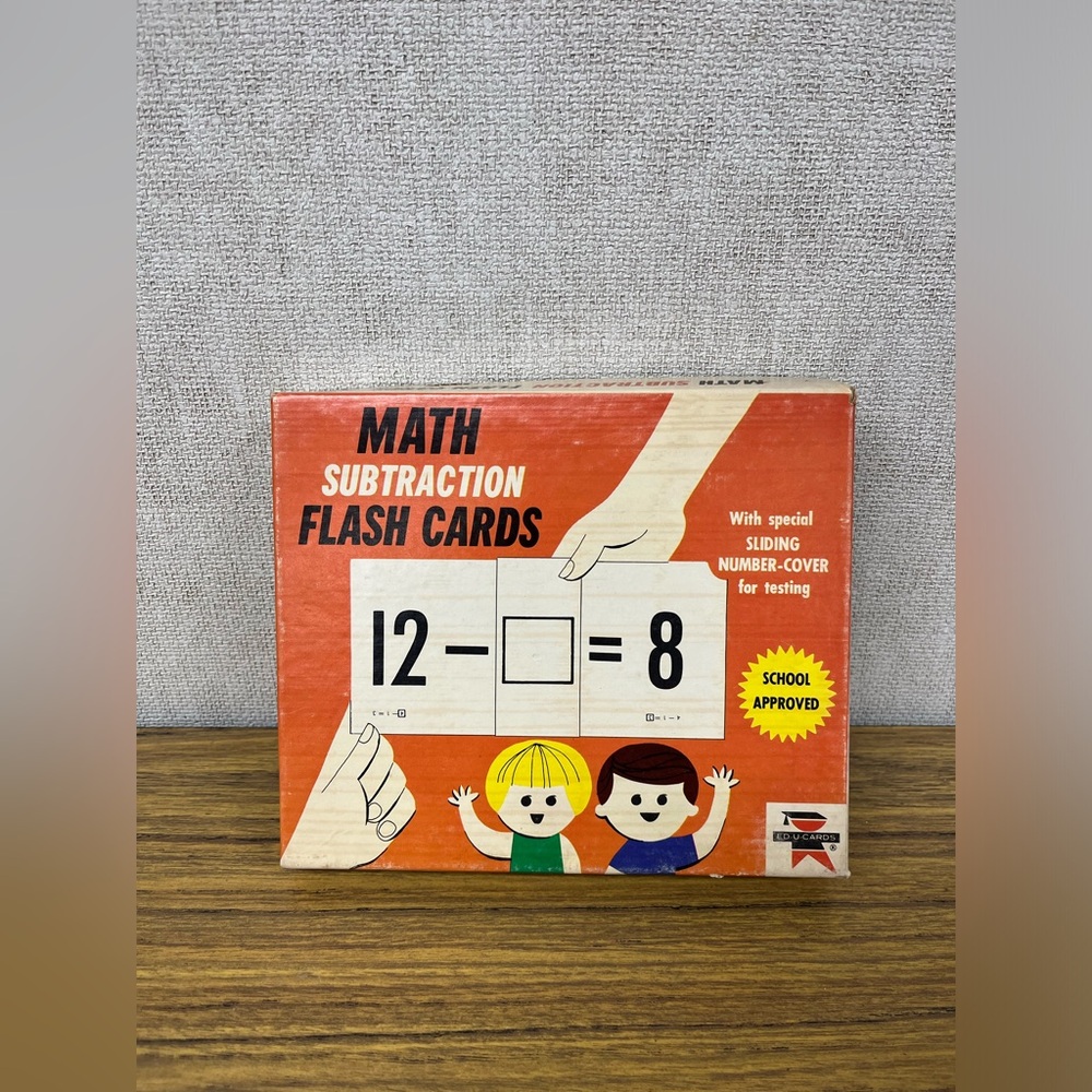 educards vintage 60s math subtraction flash cards